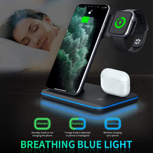 3-in-1 Wireless Charging Station for Phone, Watch, and Earphones